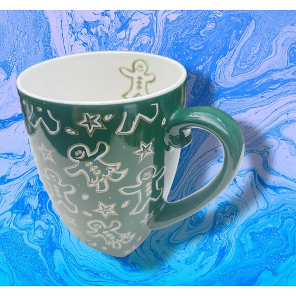 Starbucks Barista Green Gingerbread Christmas Mug 14 Oz Ceramic Holiday Festive - Picture 3 of 6